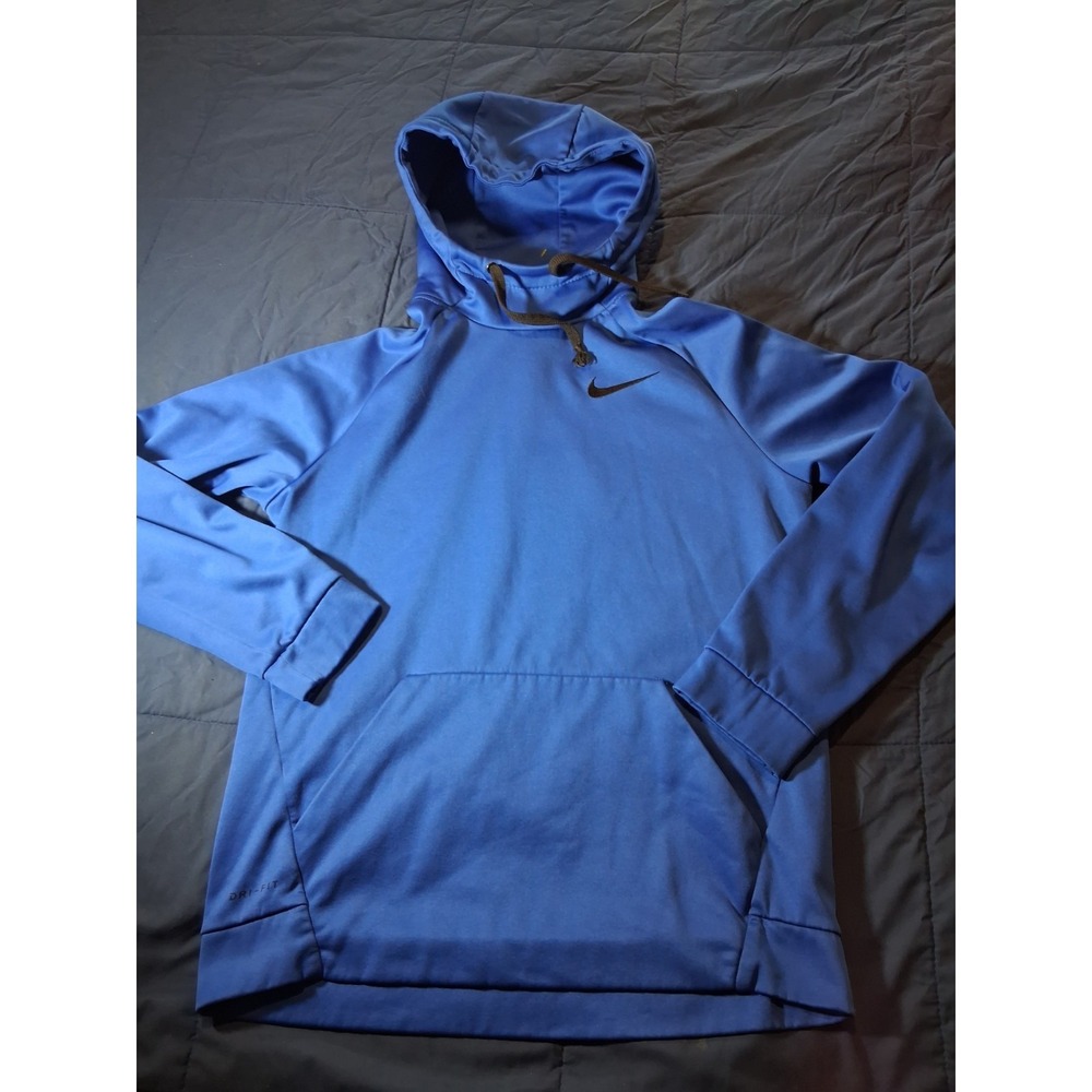 Nike Hoodie Mens Medium Blue Dri Fit Therma Training Fleece Sweatshirt